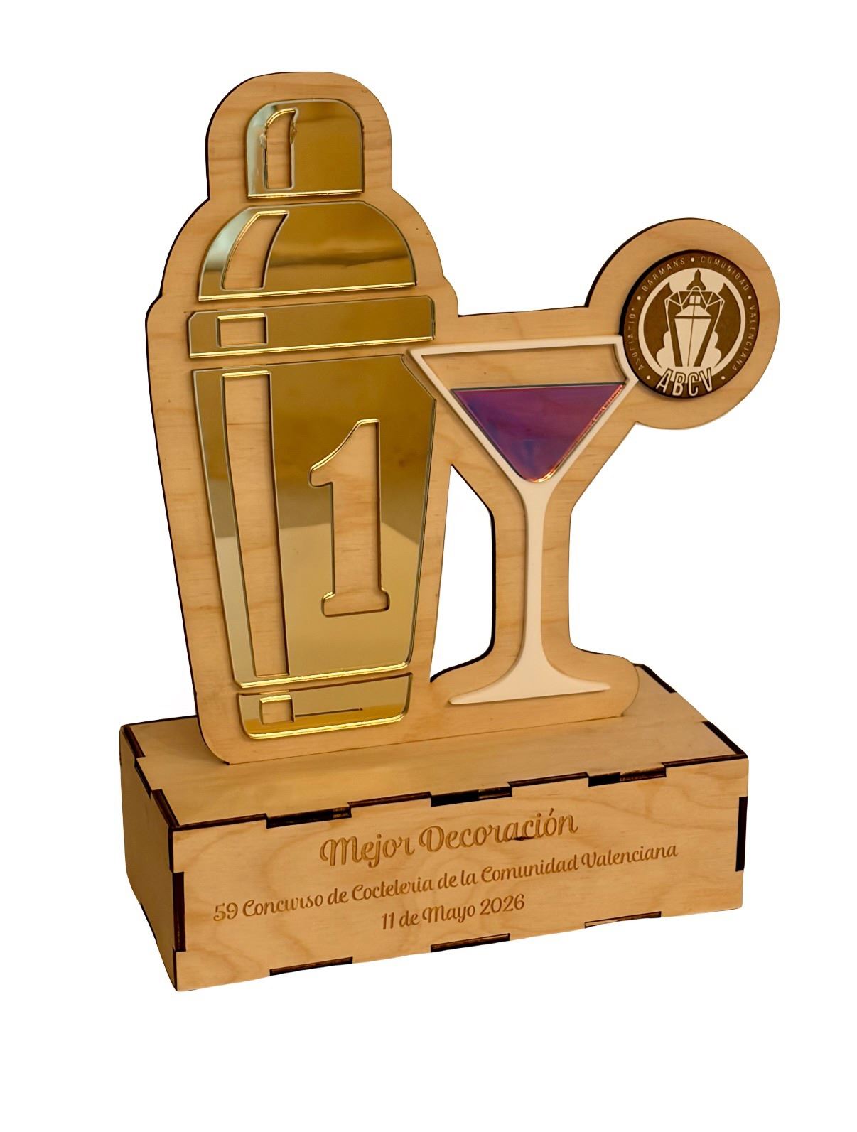 Trofeo de primer clasificado del concurso de coctelería