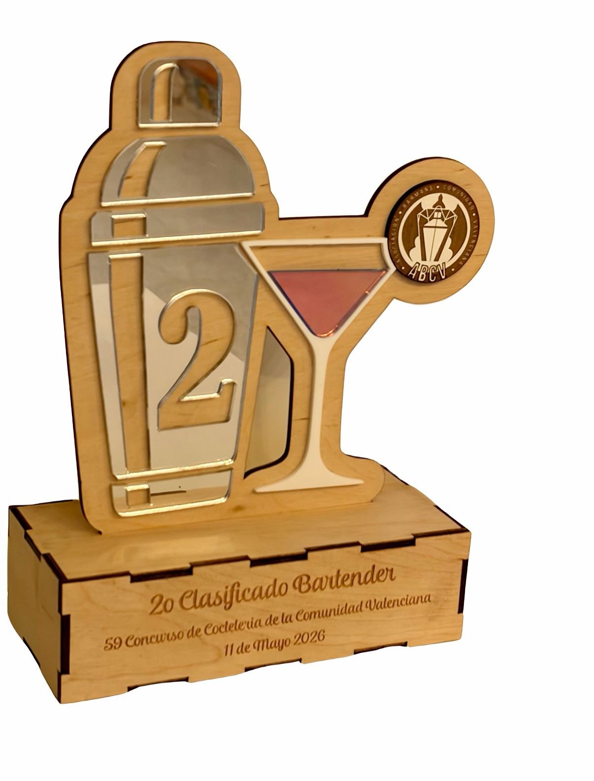 Trofeo de segundo clasificado con metacrilato plateado
